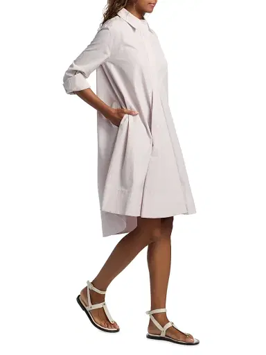 Co Women's Pleated Cotton A-Line Knee-Length Shirtdress | Thumbnail 2 Co Women's Pleated Cotton A-Line Knee-Length Shirtdress | Thumbnail 2