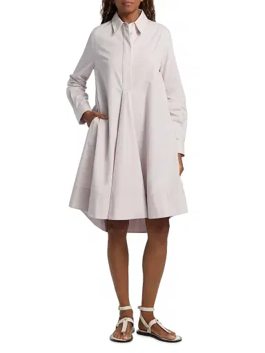 Co Women's Pleated Cotton A-Line Knee-Length Shirtdress | Thumbnail 3 Co Women's Pleated Cotton A-Line Knee-Length Shirtdress | Thumbnail 3