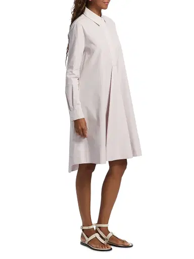 Co Women's Pleated Cotton A-Line Knee-Length Shirtdress | Thumbnail 4 Co Women's Pleated Cotton A-Line Knee-Length Shirtdress | Thumbnail 4