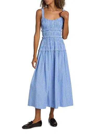 DÔEN Women's Marianne Striped Cotton Midi-Dress - Deauville Stripe | Thumbnail 2