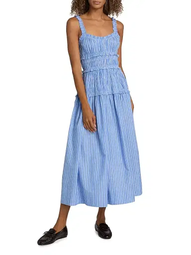 DÔEN Women's Marianne Striped Cotton Midi-Dress - Deauville Stripe | Thumbnail 3