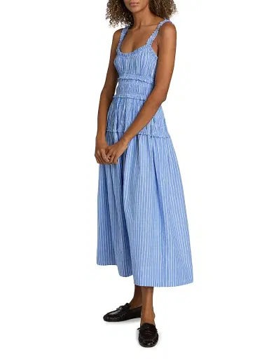 DÔEN Women's Marianne Striped Cotton Midi-Dress - Deauville Stripe | Thumbnail 4