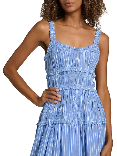 DÔEN Women's Marianne Striped Cotton Midi-Dress - Deauville Stripe | Thumbnail 6