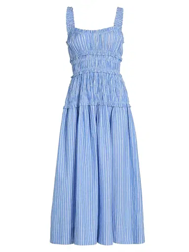 DÔEN Women's Marianne Striped Cotton Midi-Dress - Deauville Stripe | Thumbnail 1