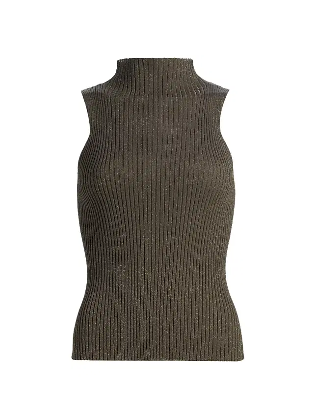 Leset Women's Blake Rib-Knit Sleeveless Turtleneck Sweater - Moss
