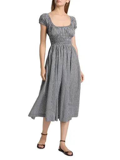 DÔEN Women's Quinley Gingham Cotton Scoopneck Midi-Dress | Thumbnail 2
