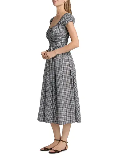 DÔEN Women's Quinley Gingham Cotton Scoopneck Midi-Dress | Thumbnail 4