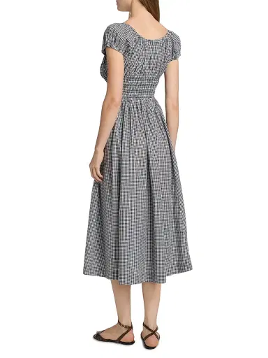 DÔEN Women's Quinley Gingham Cotton Scoopneck Midi-Dress | Thumbnail 5