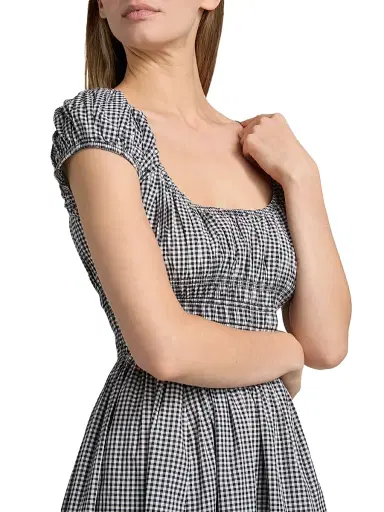 DÔEN Women's Quinley Gingham Cotton Scoopneck Midi-Dress | Thumbnail 6