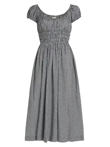 DÔEN Women's Quinley Gingham Cotton Scoopneck Midi-Dress | Thumbnail 1