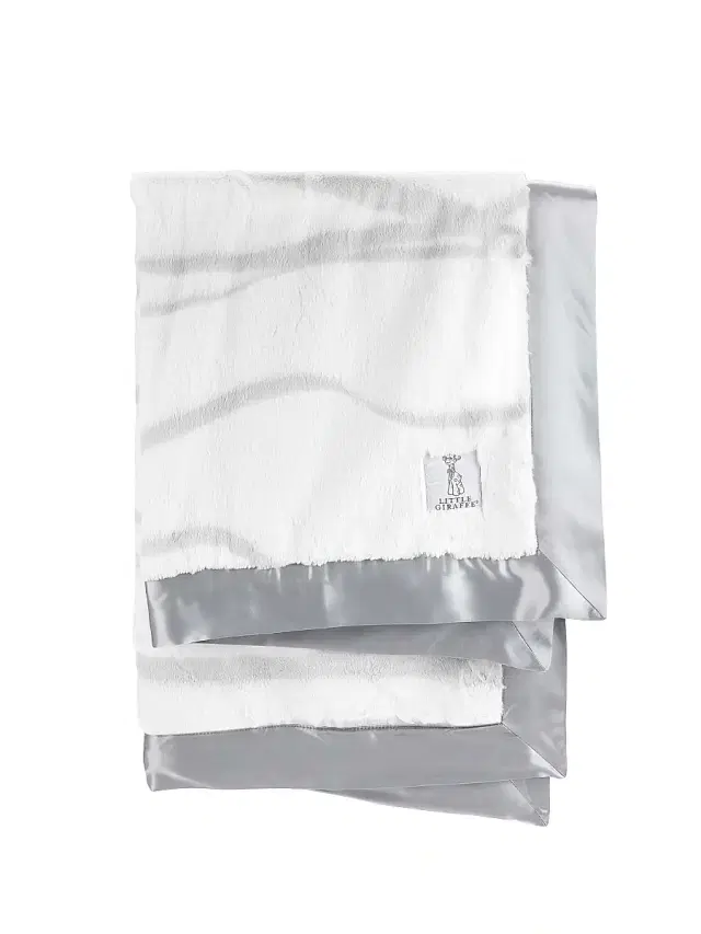Little Giraffe Baby's Satin-Trimmed Throw Blanket - Silver