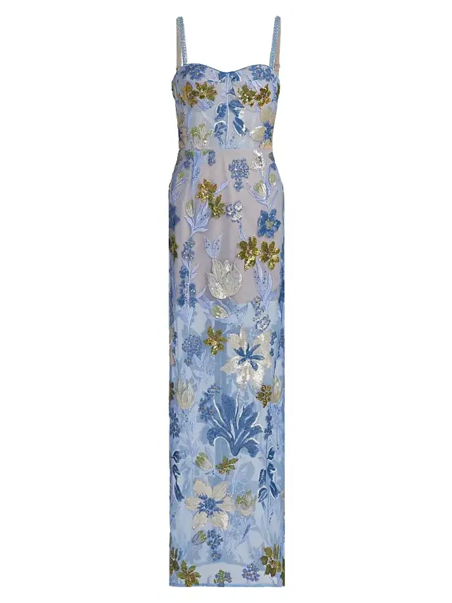 Bronx Banco Women's Dahlia Sequin Gown - Baby Blue Multi