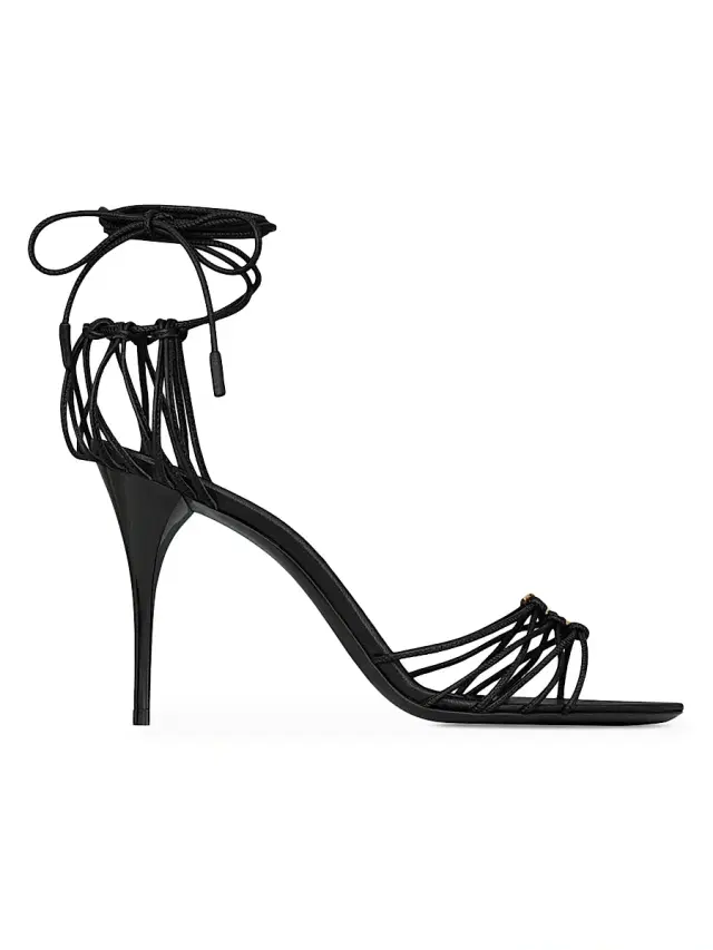 Saint Laurent Women's Babylone Sandals in Smooth Leather - Black