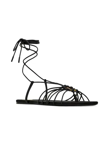 Saint Laurent Women's Babylone Sandals in Smooth Leather - Black - Size 4 | Thumbnail 2