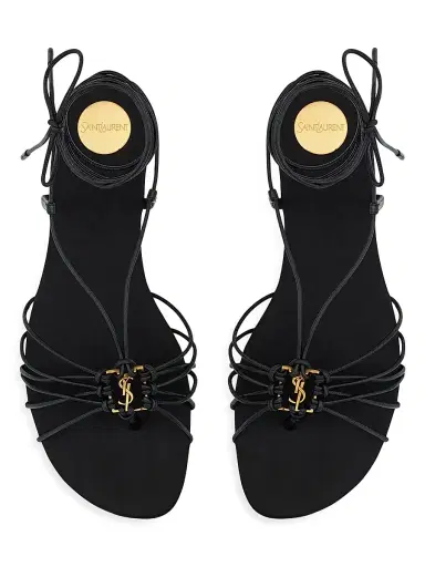 Saint Laurent Women's Babylone Sandals in Smooth Leather - Black - Size 4 | Thumbnail 3