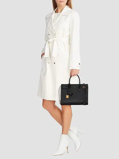 Saint Laurent Women's Sac De Jour Baby Top Handle Bag In Crocodile-Embossed Matte Leather - Black | Thumbnail 2