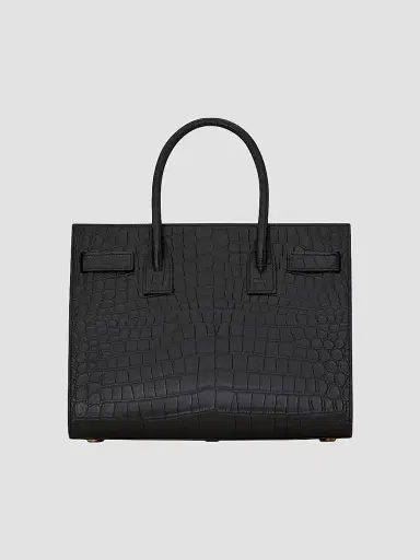 Saint Laurent Women's Sac De Jour Baby Top Handle Bag In Crocodile-Embossed Matte Leather - Black | Thumbnail 3