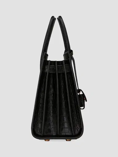Saint Laurent Women's Sac De Jour Baby Top Handle Bag In Crocodile-Embossed Matte Leather - Black | Thumbnail 4