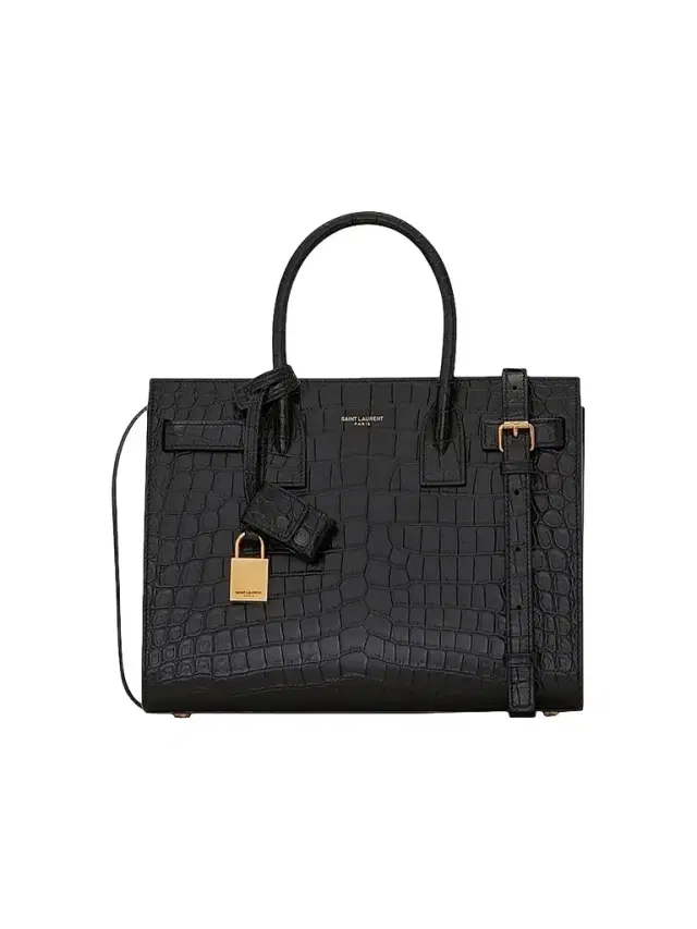 Saint Laurent Women's Sac De Jour Baby Top Handle Bag In Crocodile-Embossed Matte Leather - Black