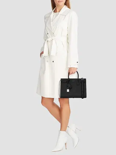 Saint Laurent Women's Sac De Jour Baby Top Handle Bag In Embossed Crocodile Shiny Leather - Black | Thumbnail 2 Saint Laurent Women's Sac De Jour Baby Top Handle Bag In Embossed Crocodile Shiny Leather - Black | Thumbnail 2