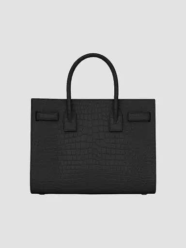 Saint Laurent Women's Sac De Jour Baby Top Handle Bag In Embossed Crocodile Shiny Leather - Black | Thumbnail 3 Saint Laurent Women's Sac De Jour Baby Top Handle Bag In Embossed Crocodile Shiny Leather - Black | Thumbnail 3