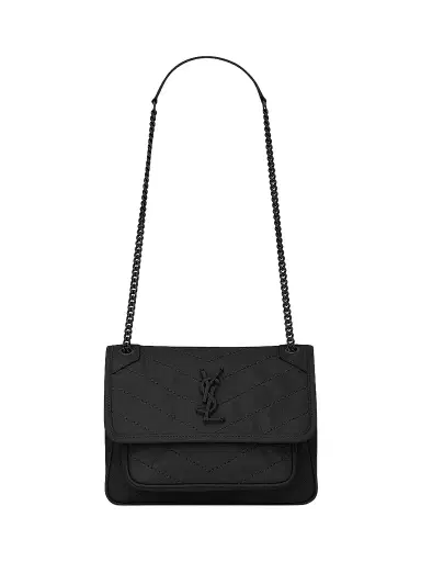 Saint Laurent Women's Niki Baby Shoulder Bag in Vintage Leather - Nero | Thumbnail 1