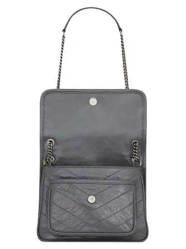 Saint Laurent Women's Niki Baby Shoulder Bag in Vintage Leather - Storm | Thumbnail 4 Saint Laurent Women's Niki Baby Shoulder Bag in Vintage Leather - Storm | Thumbnail 4