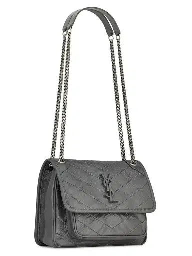 Saint Laurent Women's Niki Baby Shoulder Bag in Vintage Leather - Storm | Thumbnail 5 Saint Laurent Women's Niki Baby Shoulder Bag in Vintage Leather - Storm | Thumbnail 5