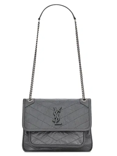 Saint Laurent Women's Niki Baby Shoulder Bag in Vintage Leather - Storm | Thumbnail 1 Saint Laurent Women's Niki Baby Shoulder Bag in Vintage Leather - Storm | Thumbnail 1