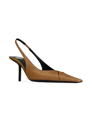 Saint Laurent Women's Babylone Breteuil Slingback Pumps in Smooth Leather - Macadamia - Size 9.5 | Thumbnail 2