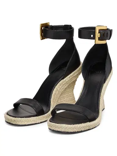 Balmain Women's XO Anthem 95MM Leather Espadrilles - Black | Thumbnail 2