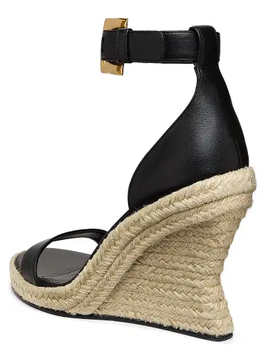Balmain Women's XO Anthem 95MM Leather Espadrilles - Black | Thumbnail 3