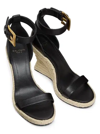 Balmain Women's XO Anthem 95MM Leather Espadrilles - Black | Thumbnail 4