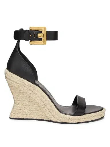 Balmain Women's XO Anthem 95MM Leather Espadrilles - Black | Thumbnail 1