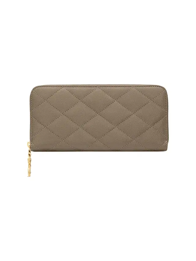 Saint Laurent Women's Cassandre Bijou Zip Wallet in Grain De Poudre Leather - Light Taupe