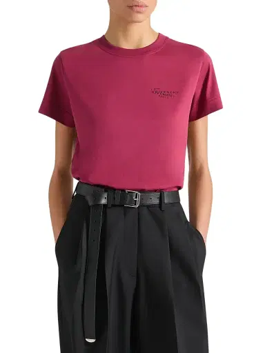 Givenchy Women's T-Shirt in Cotton with Stamp Print - Red Cherry - Size XS | Thumbnail 3