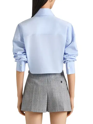 Givenchy Women's Asymmetric Shirt in Poplin - Baby Blue | Thumbnail 3