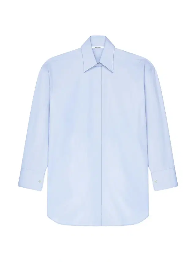Women's Asymmetric Shirt in Poplin - Baby Blue