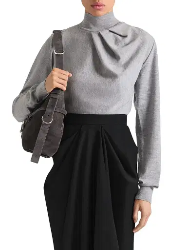 Givenchy Women's Draped Sweater in Wool - Light Grey | Thumbnail 2 Givenchy Women's Draped Sweater in Wool - Light Grey | Thumbnail 2