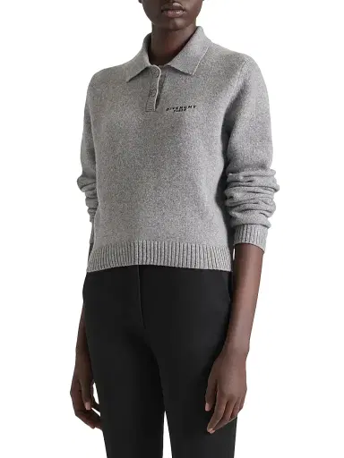 Givenchy Women's Polo Sweater in Wool and Cashmere - Light Grey - Size XS | Thumbnail 2 Givenchy Women's Polo Sweater in Wool and Cashmere - Light Grey - Size XS | Thumbnail 2