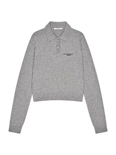 Givenchy Women's Polo Sweater in Wool and Cashmere - Light Grey - Size XS | Thumbnail 1 Givenchy Women's Polo Sweater in Wool and Cashmere - Light Grey - Size XS | Thumbnail 1