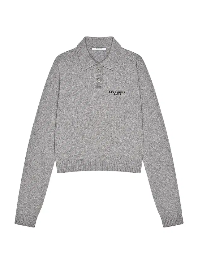 Givenchy Women's Polo Sweater in Wool and Cashmere - Light Grey