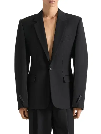 Givenchy Men's Single-Breasted Form Fit Jacket in Wool - Black - Size 44 | Thumbnail 2 Givenchy Men's Single-Breasted Form Fit Jacket in Wool - Black - Size 44 | Thumbnail 2