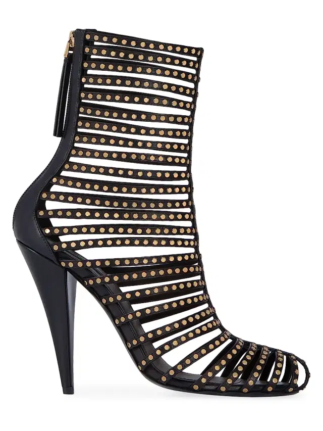 Women's Cage Ankle Boots in Leather - Black Women's Cage Ankle Boots in Leather - Black
