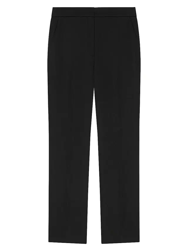 Women's Slim Fit Tailored Pants in Crepe Cady - Black