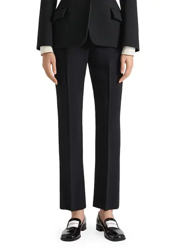 Givenchy Women's Slim Fit Tailored Pants in Wool - Black | Thumbnail 2