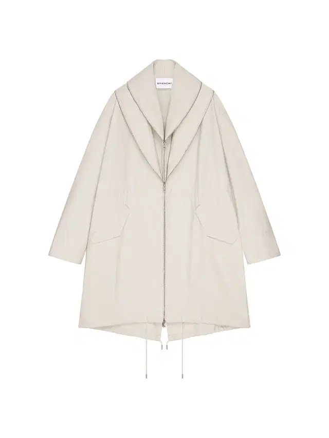 Women's Parka with Zipped Shawl Collar in Cotton - Light Beige