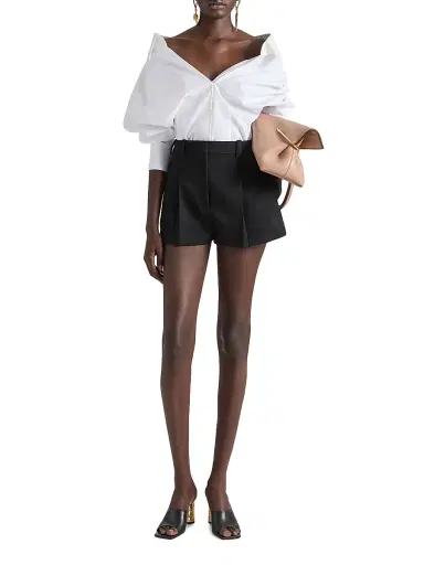 Givenchy Women's Pleated Shorts in Wool - Black - Size 12 | Thumbnail 2 Givenchy Women's Pleated Shorts in Wool - Black - Size 12 | Thumbnail 2