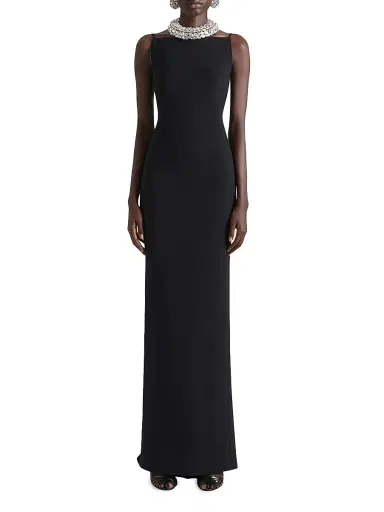 Givenchy Women's Sliced Long Dress in Crepe Cady - Black | Thumbnail 2 Givenchy Women's Sliced Long Dress in Crepe Cady - Black | Thumbnail 2