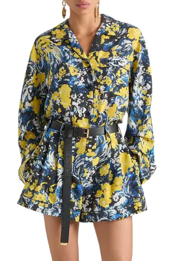 Givenchy Women's Shorts in Viscose with Floral Print - Blue Yellow | Thumbnail 2 Givenchy Women's Shorts in Viscose with Floral Print - Blue Yellow | Thumbnail 2
